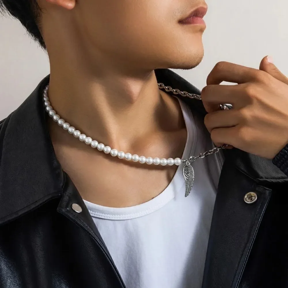 Pearl Feather Cross Necklace